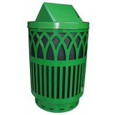 WITT Covington Collection Galvanized Laser Cut Waste Receptacle with Swing Door Top - 40 gallon, Green